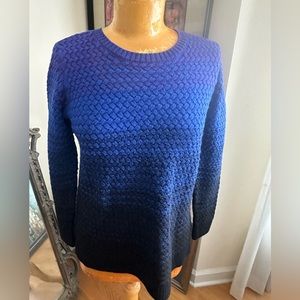 St John Super Cool Ombre Chunky Blue, Black, Blue Wool Sweater M